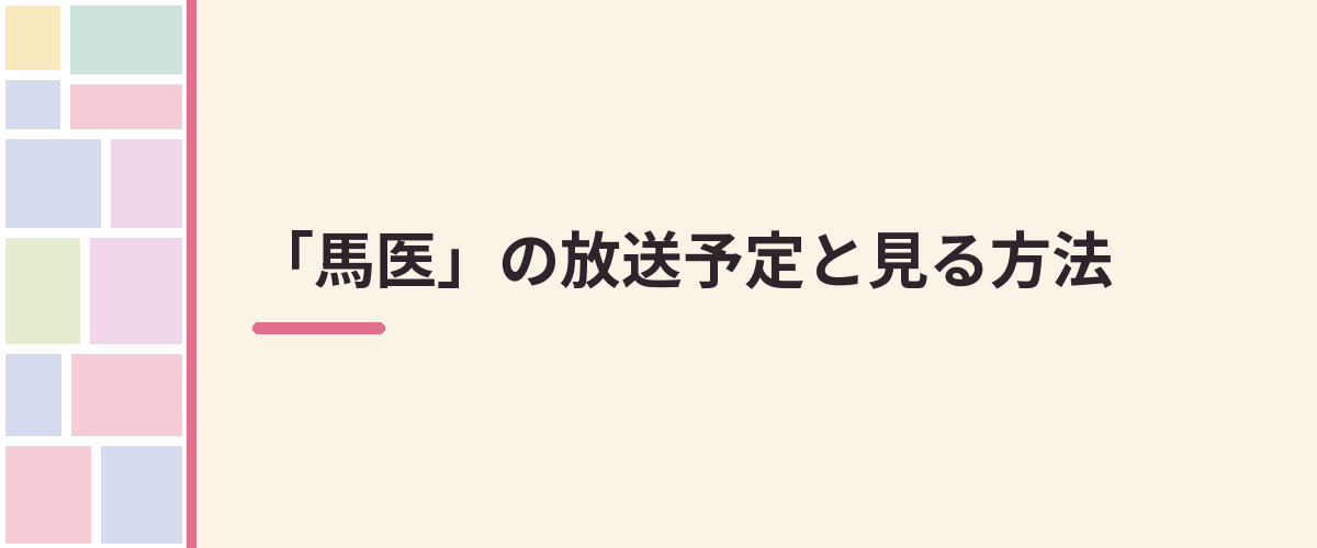 「馬医」の放送予定と見る方法