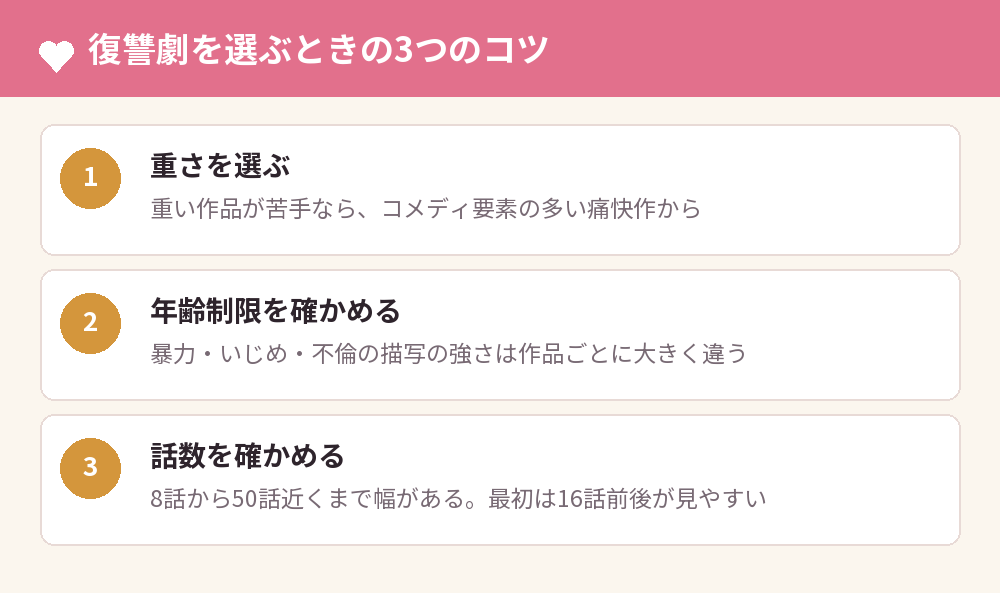 復讐劇を選ぶときの3つのコツ