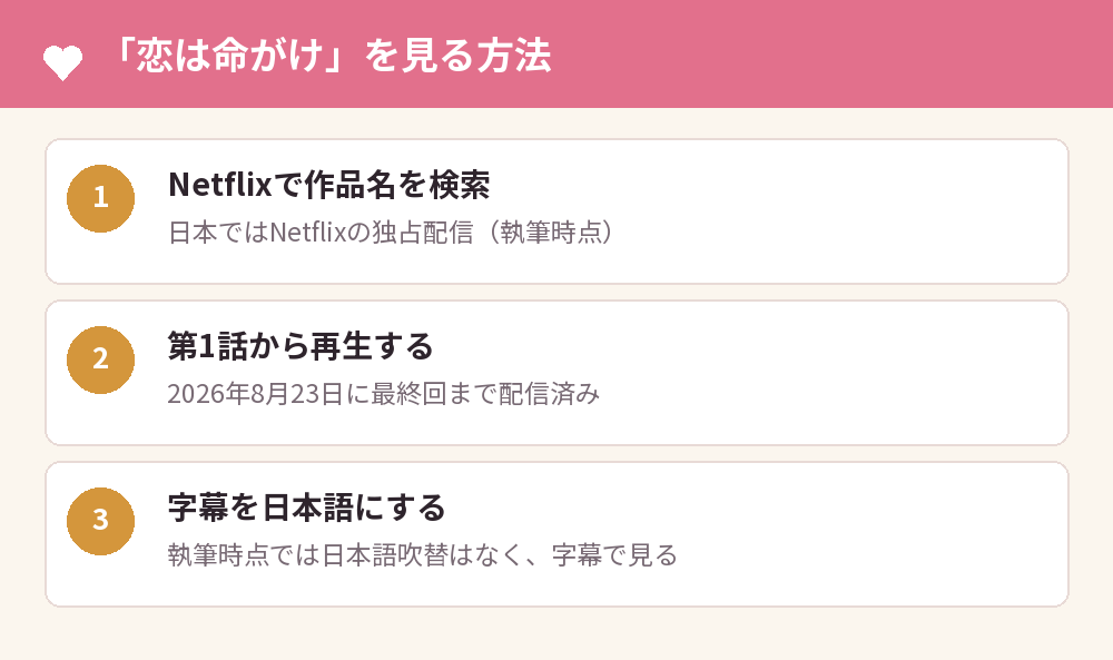 「恋は命がけ」を見る方法