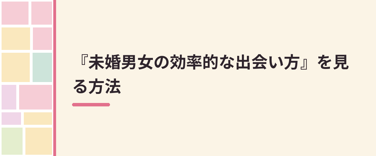『未婚男女の効率的な出会い方』を見る方法