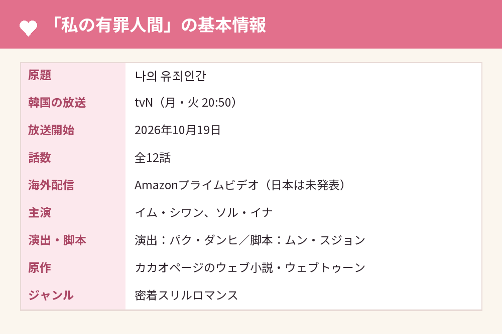 「私の有罪人間」の基本情報