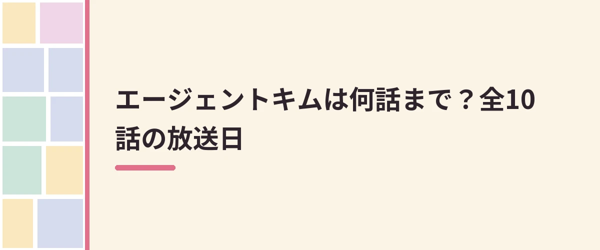 エージェントキムは何話まで？全10話の放送日